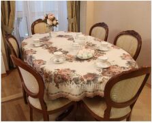 Скатерть овальная Зимний сон (беж) 160х220см 7200р