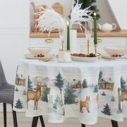 Скатерть Этель Forest animals d=215 с ГМВО, 100%хл 