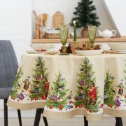 Скатерть новогодняя Этель Noble Christmas d=220 с ГМВО, 100%хл 
