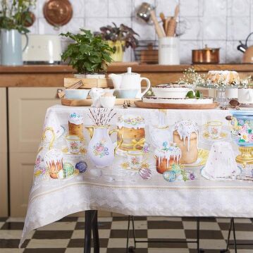 Скатерть  Пасхальные куличи 110х147 см, 100% хл, саржа 190 грм2