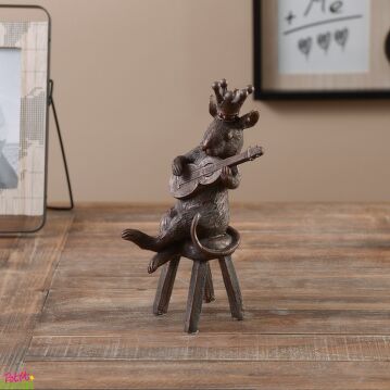 Мышка-Гитарист в Короне (Полистоун) 20x11x8.5см 